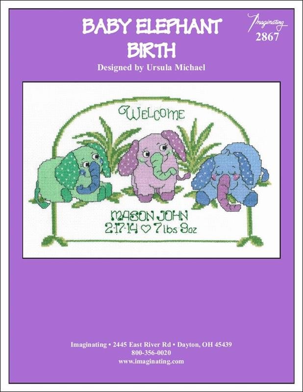 Imaginating “Baby Elephant Birth” Cross Stitch Pattern by Ursula Michael - Pisgah Needleworks