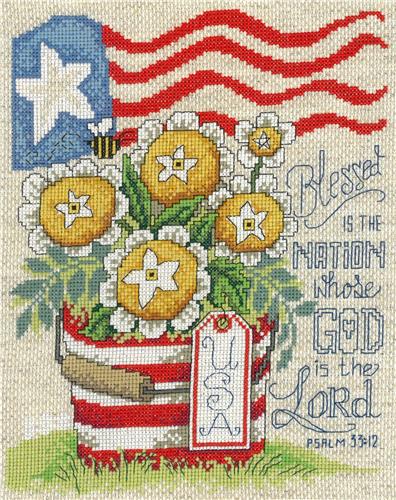 Imaginating “Blessed Nation” Patriotic Cross Stitch Pattern - Pisgah Needleworks