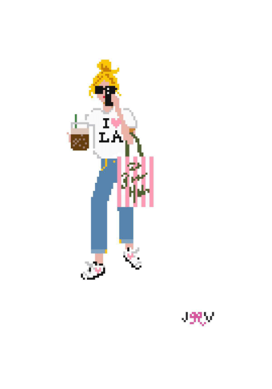 Jennifer Vallez LA Girl Needlepoint Canvas – 18 Mesh Stitch Printed™ - Pisgah Needleworks