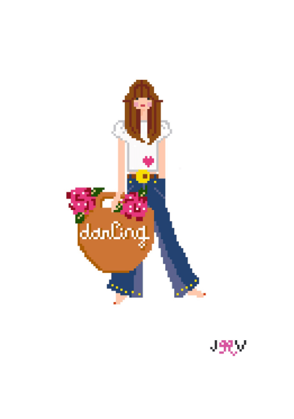 Jennifer Vallez Needlepoint - JV138 - Jane Birkin Needlepoint Canvas - Pisgah Needleworks