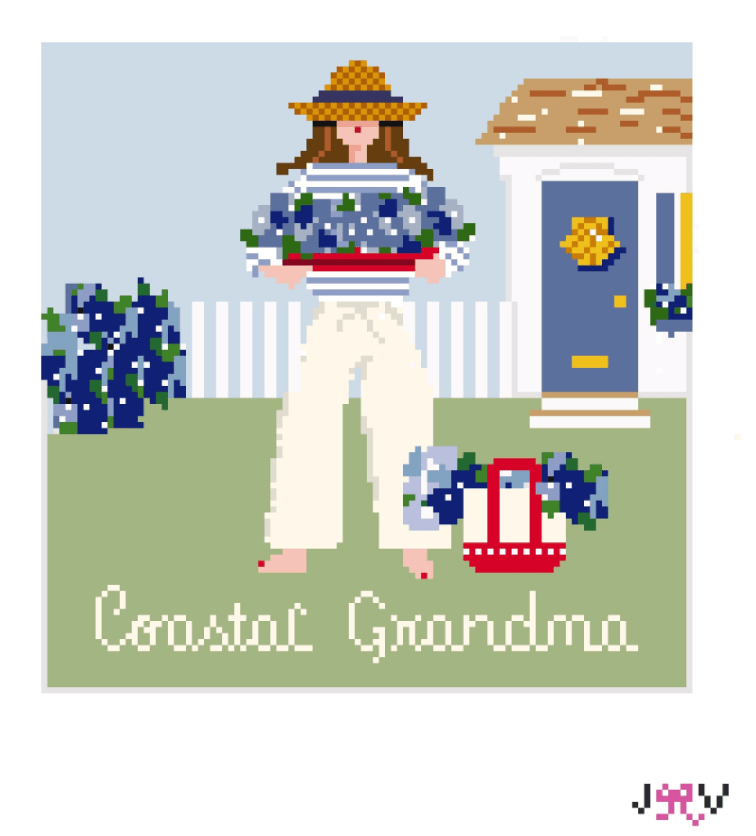 Jennifer Vallez Needlepoint – JV147 Coastal Grandma Needlepoint Canvas - Pisgah Needleworks