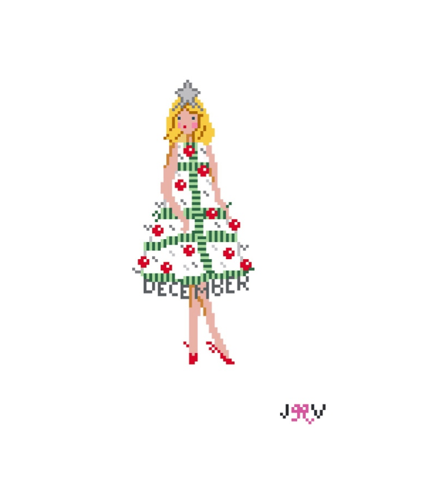 Jennifer Vallez Needlepoint – JV195 December Girl for All Seasons Canvas - Pisgah Needleworks