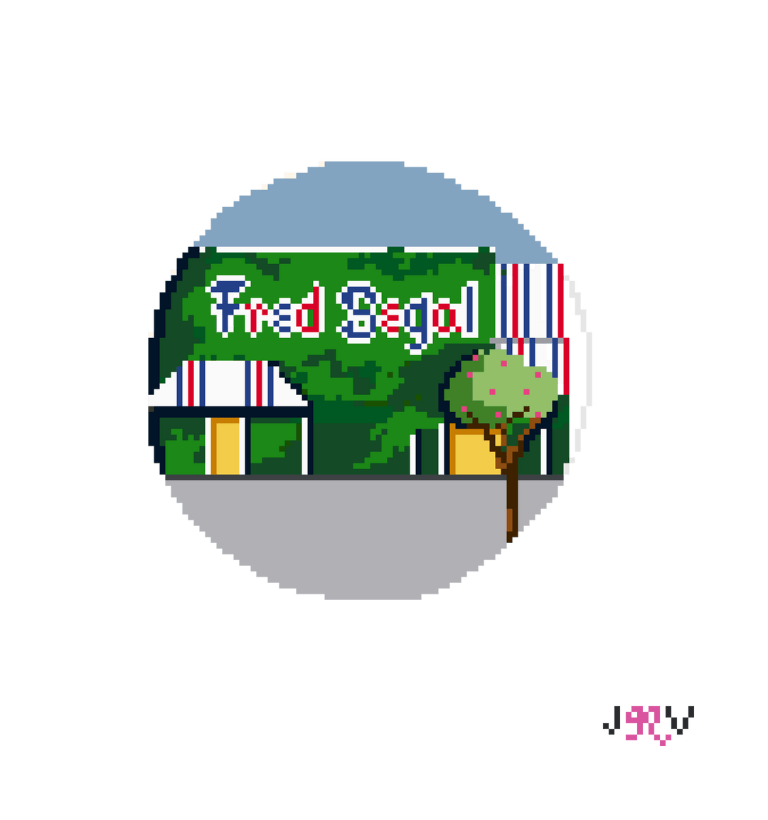 Jennifer Vallez Needlepoint - JV258 - Fred Segal Storefront Needlepoint Canvas - Pisgah Needleworks