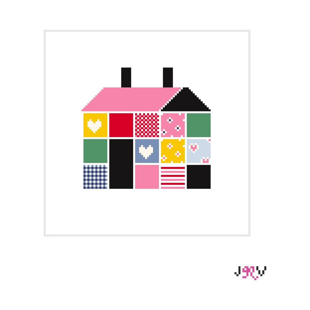 Jennifer Vallez Needlepoint Patchwork House Stitch Printed Canvas - Pisgah Needleworks
