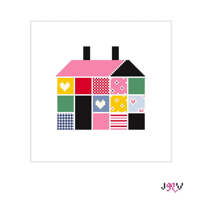 Jennifer Vallez Needlepoint Patchwork House Stitch Printed Canvas - Pisgah Needleworks