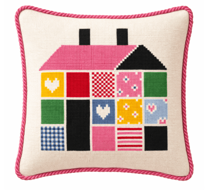 Jennifer Vallez Needlepoint Patchwork House Stitch Printed Canvas - Pisgah Needleworks