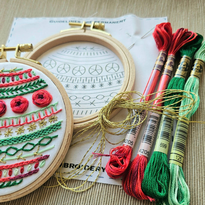 Jessica Long Embroidery - "Deck the Halls" holiday ornament kit - Pisgah Needleworks
