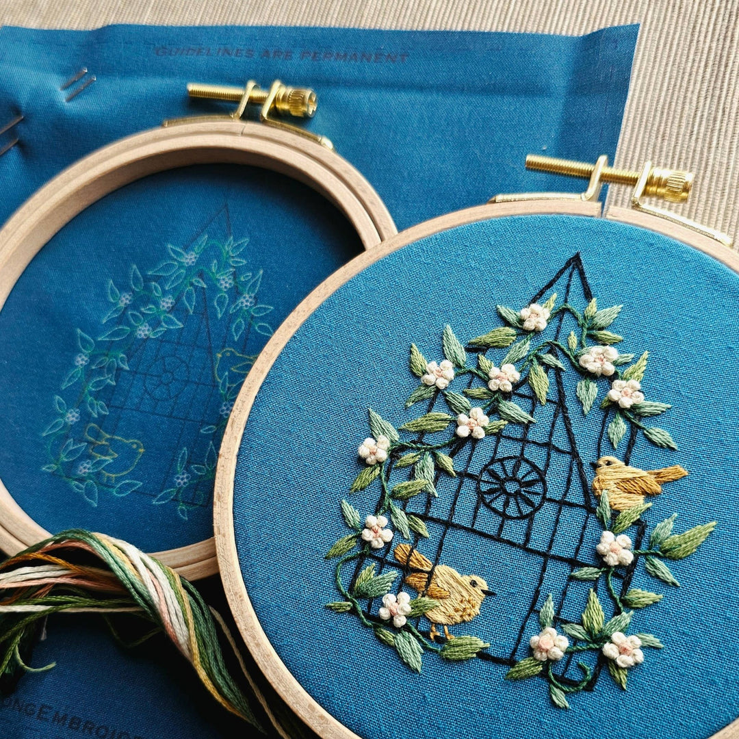 Jessica Long Embroidery - "Fly free" bird hand embroidery craft kit - Pisgah Needleworks