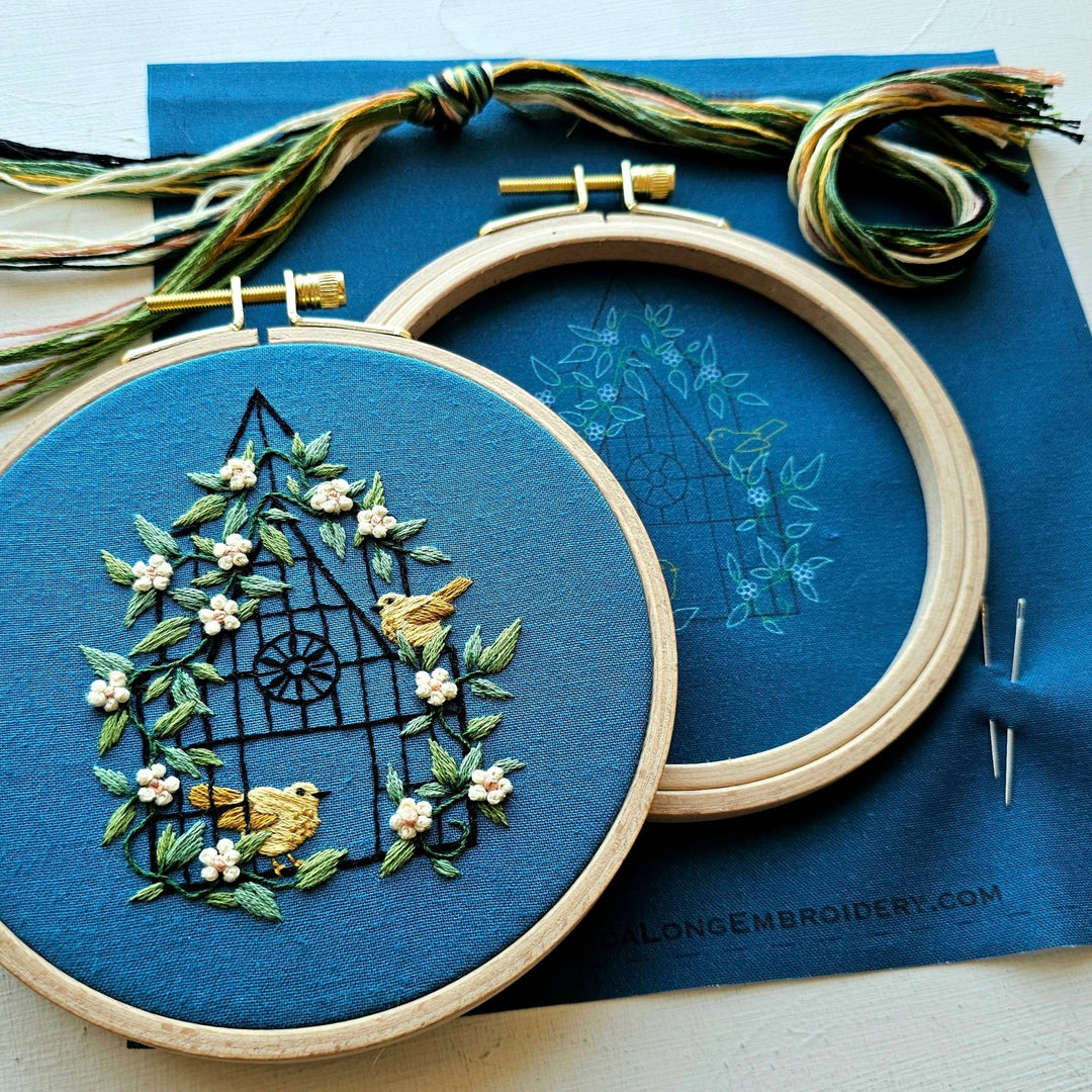 Jessica Long Embroidery - "Fly free" bird hand embroidery craft kit - Pisgah Needleworks