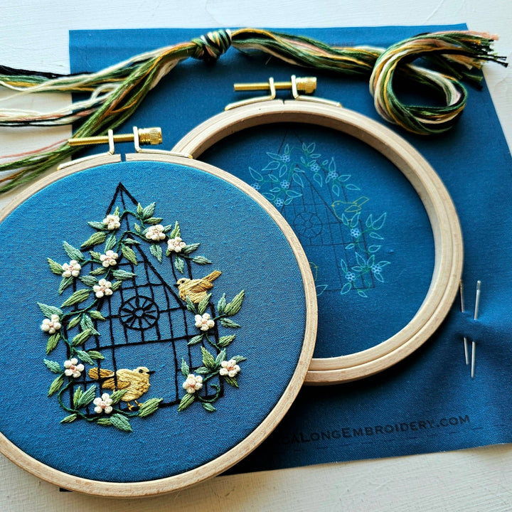 Jessica Long Embroidery - "Fly free" bird hand embroidery craft kit - Pisgah Needleworks