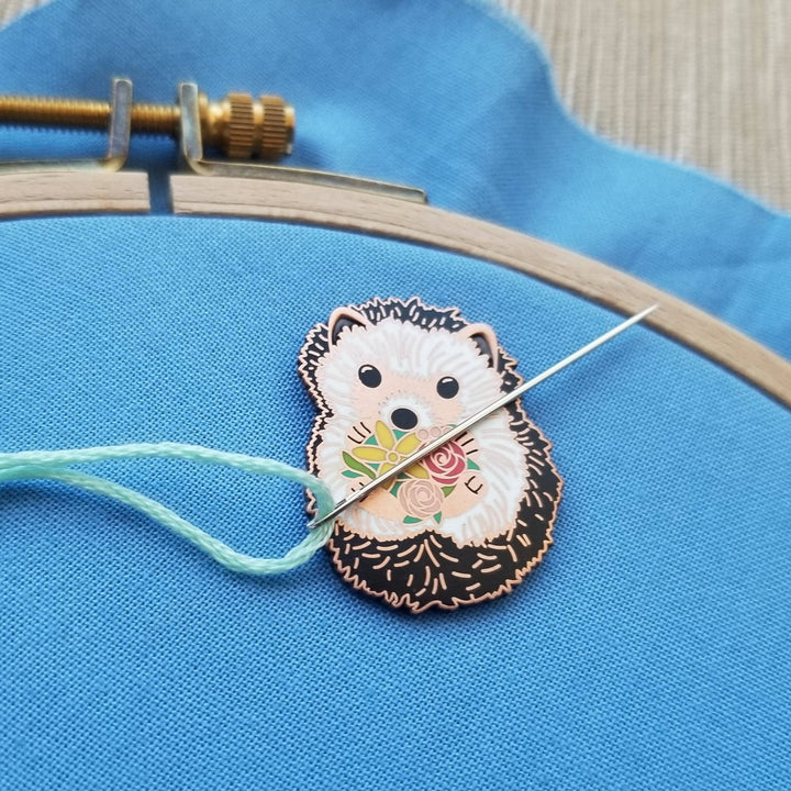 Jessica Long Embroidery – Hedgehog Enamel Needle Minder - Pisgah Needleworks