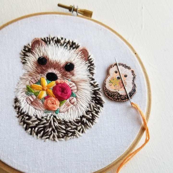 Jessica Long Embroidery – Hedgehog Enamel Needle Minder - Pisgah Needleworks