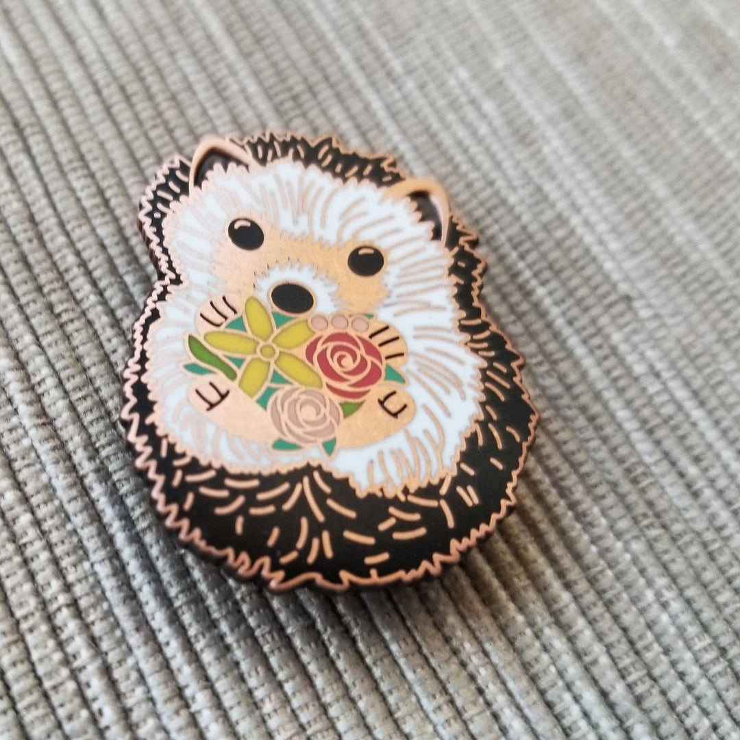 Jessica Long Embroidery – Hedgehog Enamel Needle Minder - Pisgah Needleworks