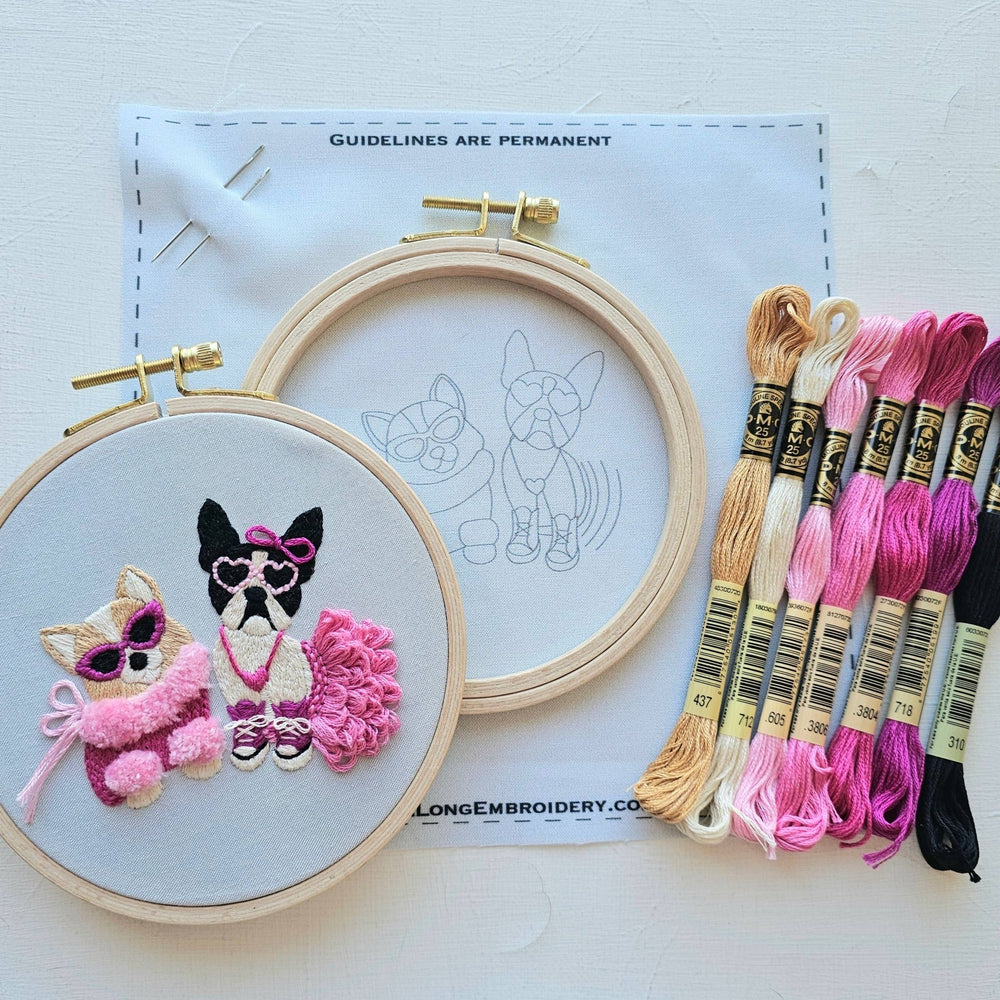 Jessica Long Embroidery - Pawty Time Embroidery Kit - Pisgah Needleworks
