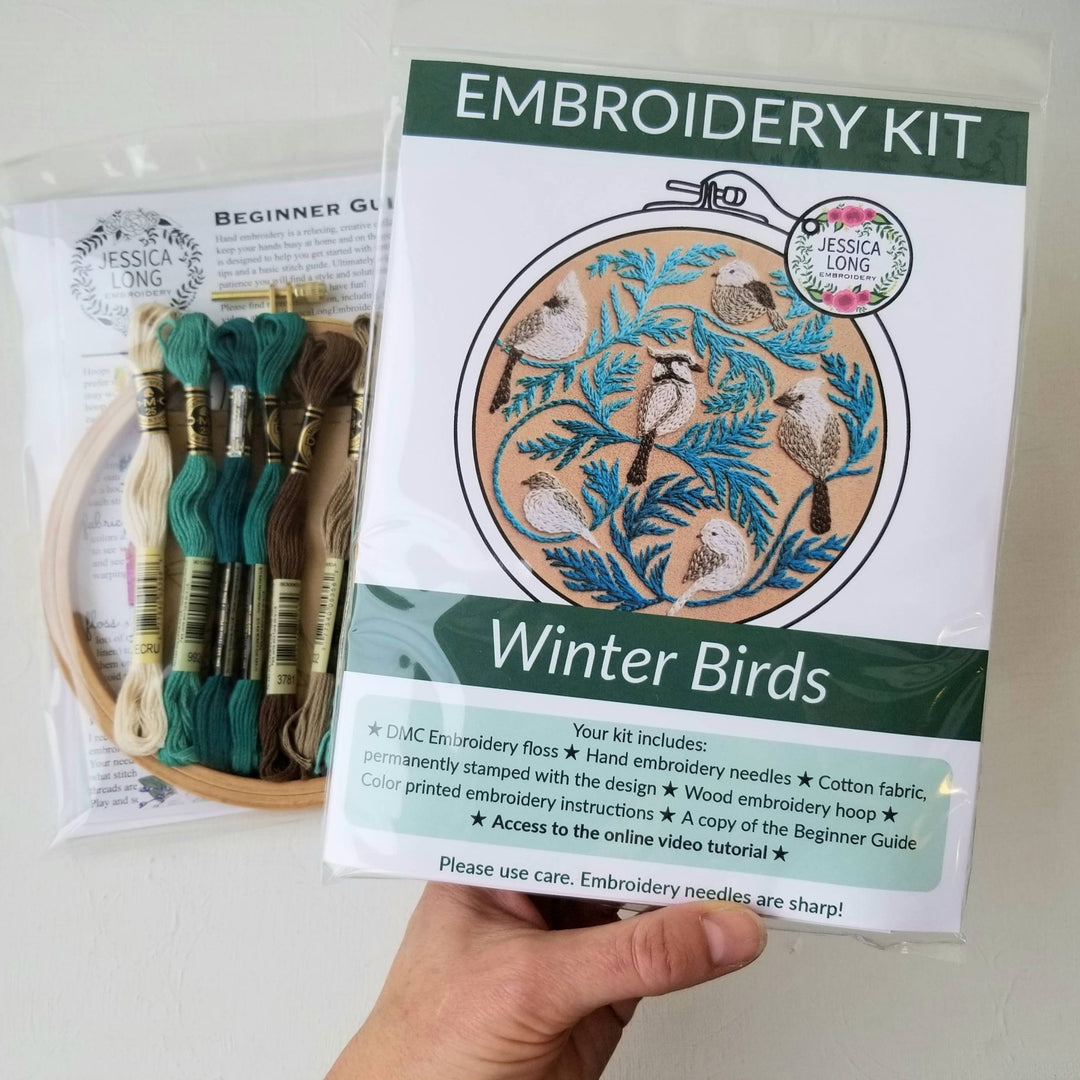 Jessica Long Embroidery - Winter Birds Embroidery Kit - Pisgah Needleworks