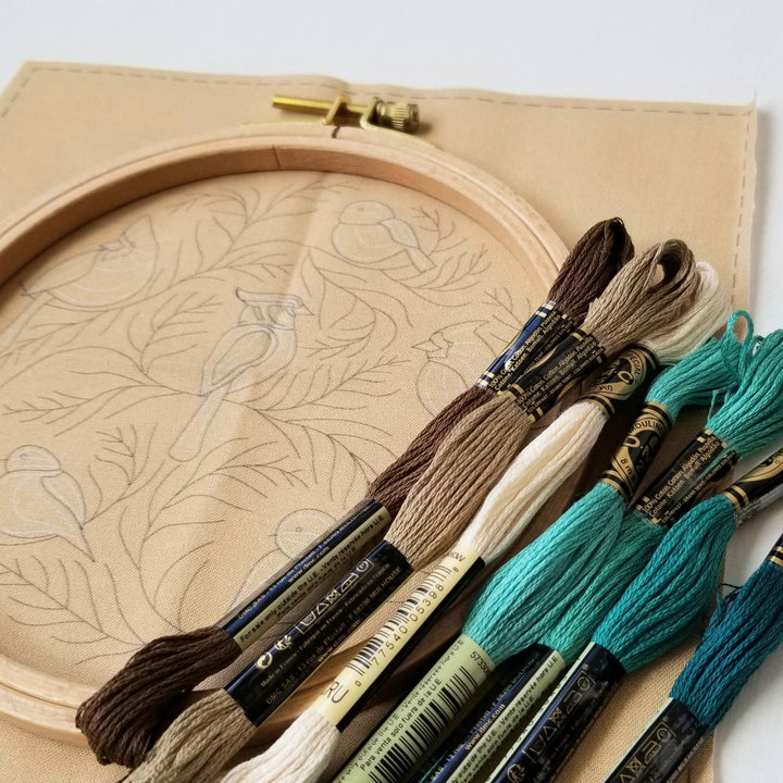 Jessica Long Embroidery - Winter Birds Embroidery Kit - Pisgah Needleworks