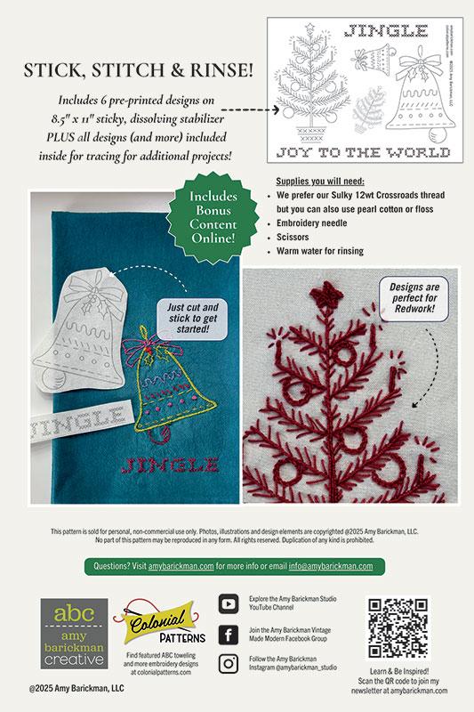 Jingle Collection – Jolly Santa Stick & Stitch Embroidery Pattern Set - Pisgah Needleworks