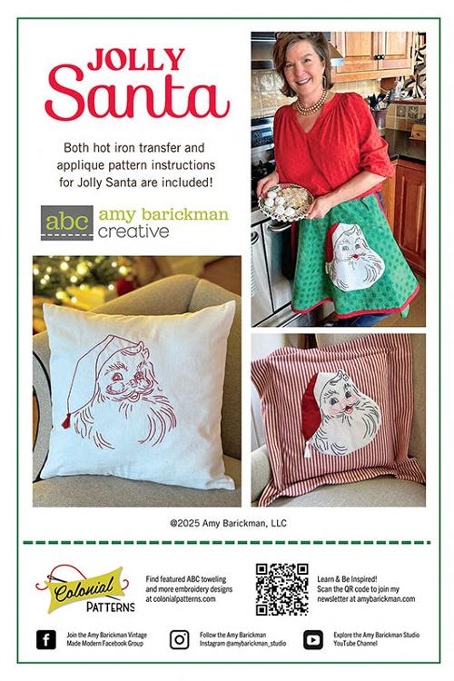 Jolly Santa – Hot Iron Transfer & Appliqué Pattern by Amy Barickman - Pisgah Needleworks