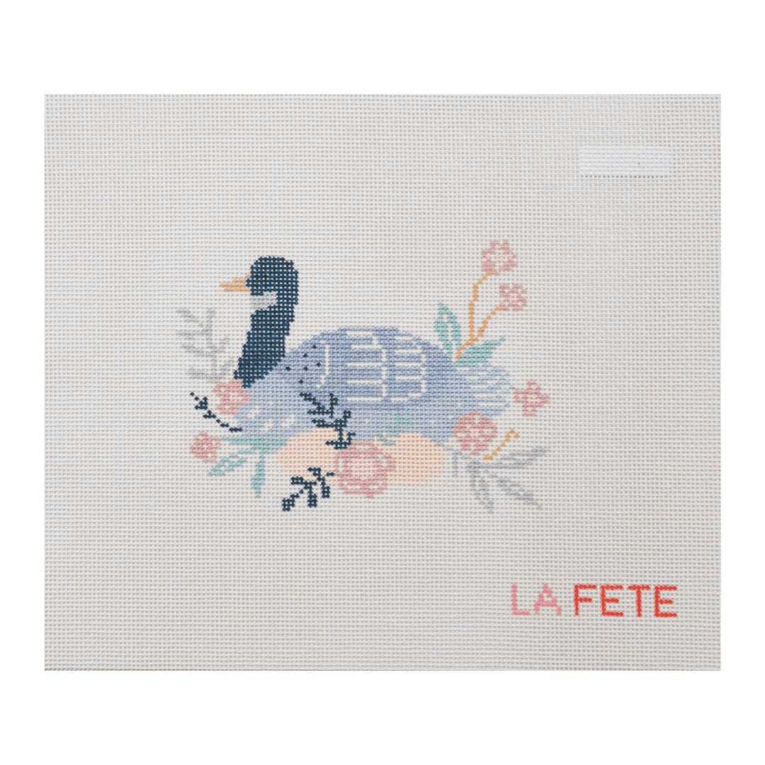 La Fete Needlepoint - 12 Days Of Christmas - Six Geese A - Laying Hand Painted Needlepoint Canvas - Pisgah Needleworks
