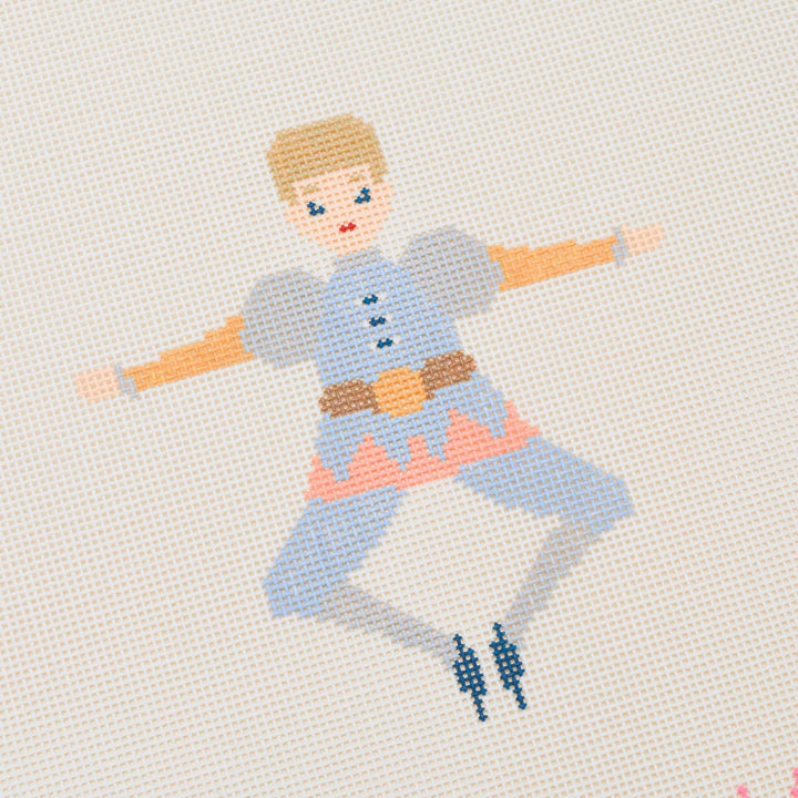 La Fete Needlepoint - 12 Days Of Christmas - Ten Lords A-Leaping Hand Painted Needlepoint Canvas - Pisgah Needleworks
