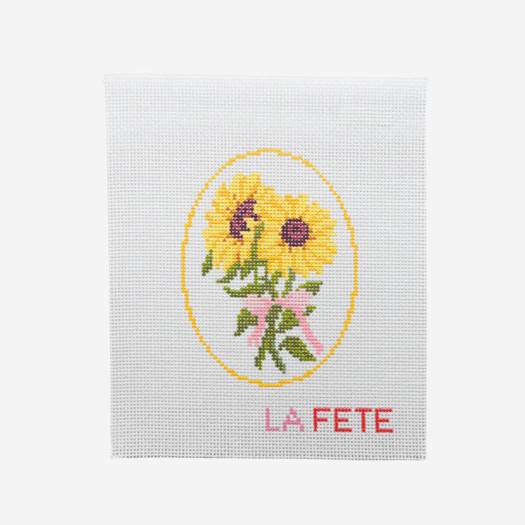 La Fete Needlepoint – 3rd Anniversary Sunflower Hand - Painted Canvas - Pisgah Needleworks