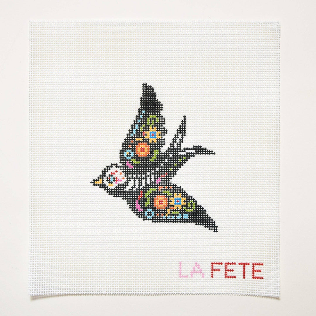 La Fete Needlepoint - 'Día de los Muertos' Bird Hand Painted Needlepoint Canvas - Pisgah Needleworks