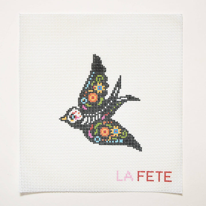 La Fete Needlepoint - 'Día de los Muertos' Bird Hand Painted Needlepoint Canvas - Pisgah Needleworks