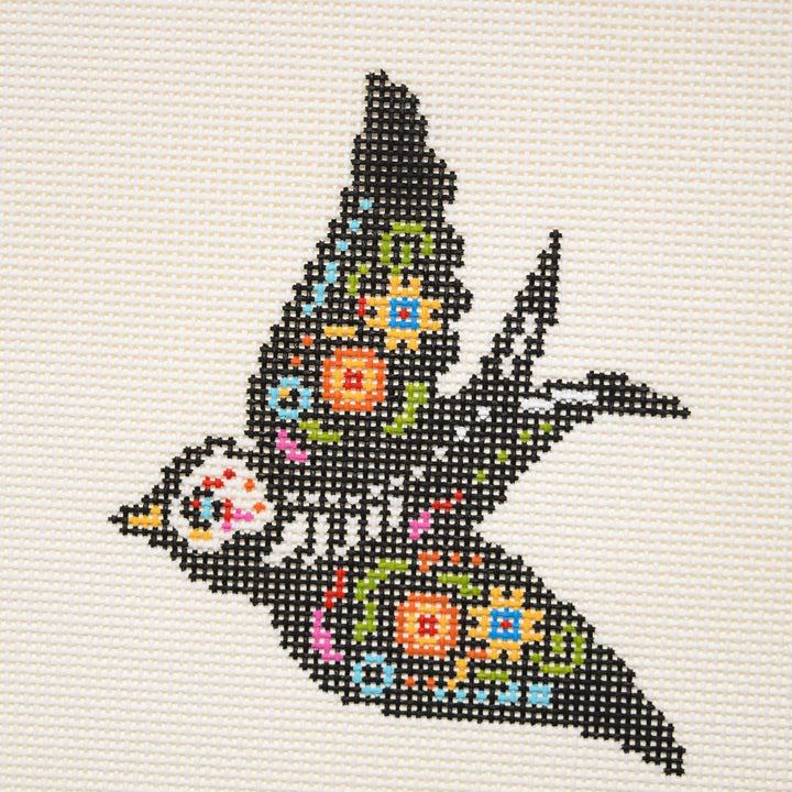 La Fete Needlepoint - 'Día de los Muertos' Bird Hand Painted Needlepoint Canvas - Pisgah Needleworks
