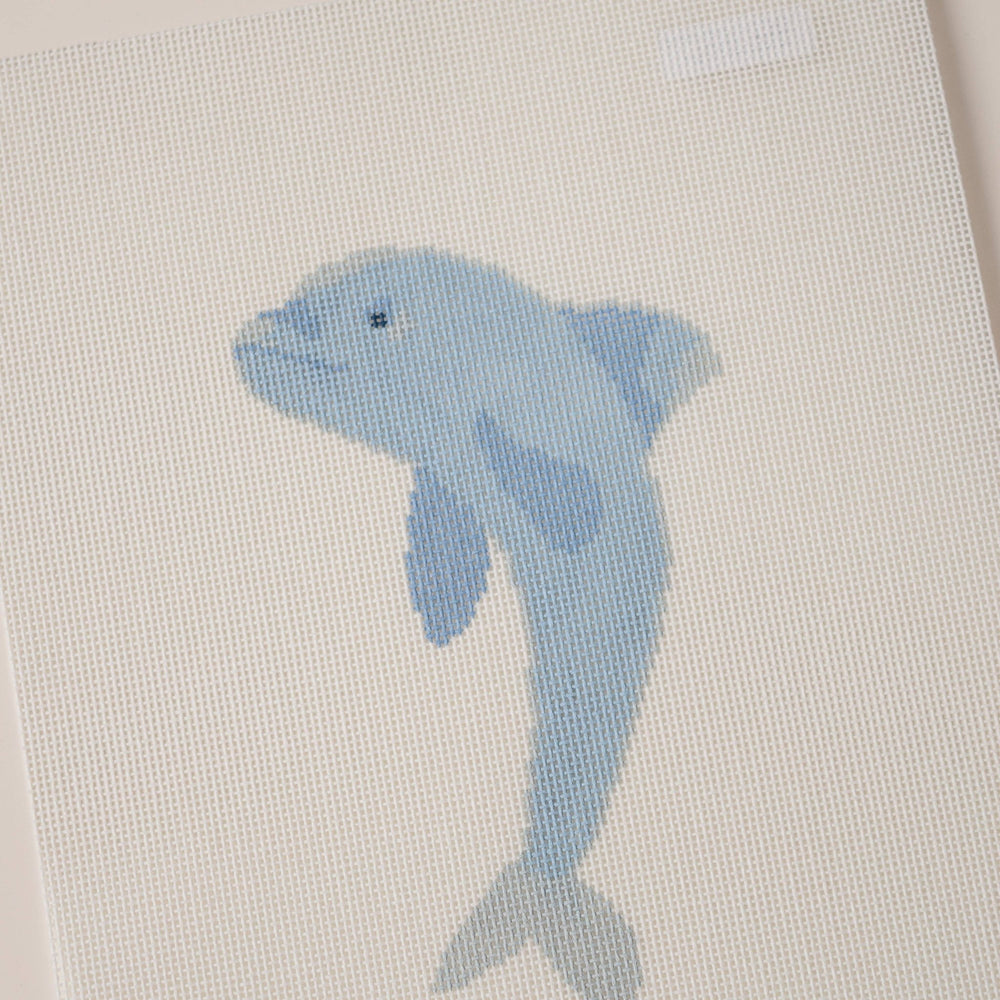 La Fete Needlepoint - Dolphin Hand Painted Needlepoint Canvas - Pisgah Needleworks