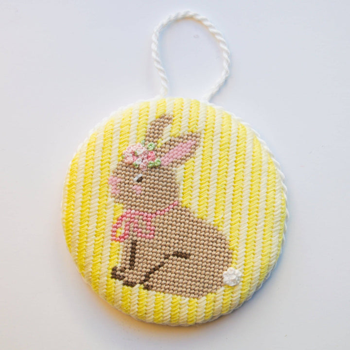 La Fete Needlepoint – Floral Bunny Hand - Painted Canvas - Pisgah Needleworks