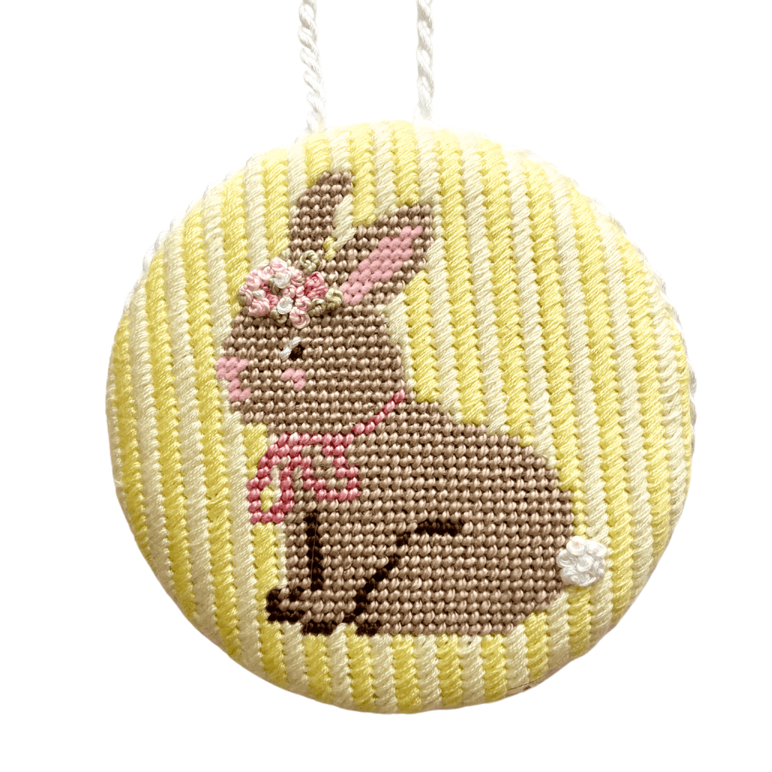 La Fete Needlepoint – Floral Bunny Hand - Painted Canvas - Pisgah Needleworks
