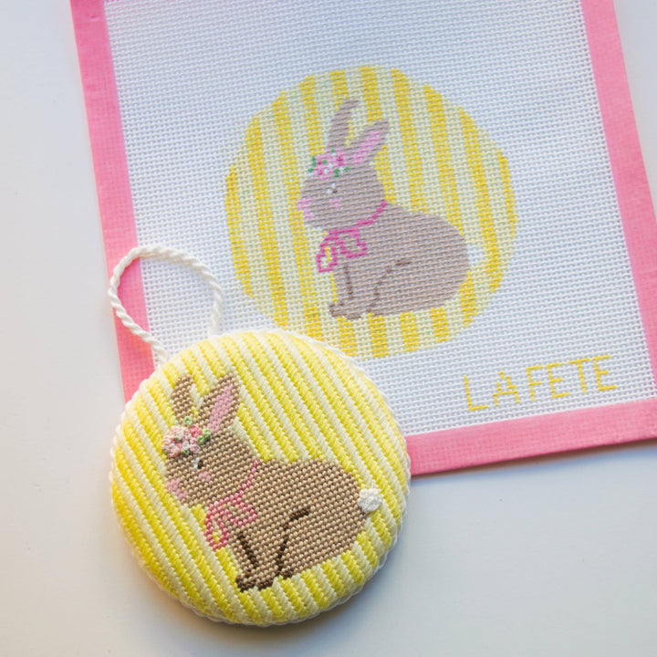 La Fete Needlepoint – Floral Bunny Hand - Painted Canvas - Pisgah Needleworks
