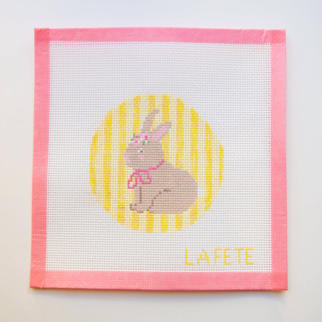 La Fete Needlepoint – Floral Bunny Hand - Painted Canvas - Pisgah Needleworks