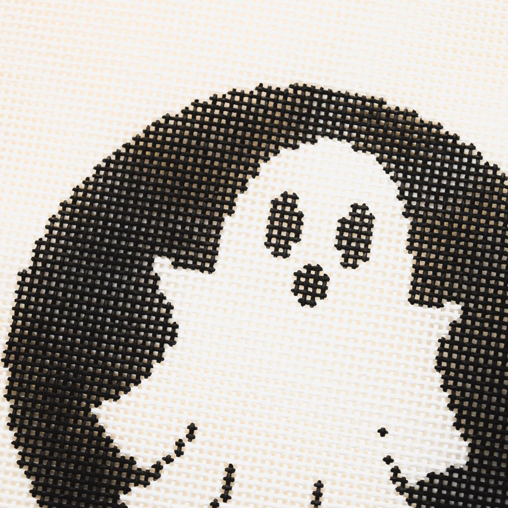 La Fete Needlepoint - Ghost Halloween Round Hand Painted Needlepoint Canvas - Pisgah Needleworks