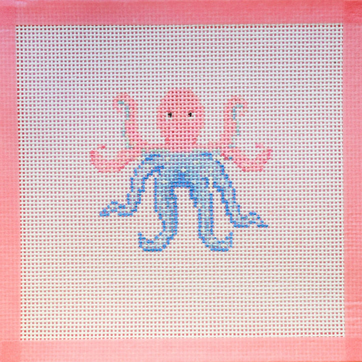 La Fete Needlepoint - Glitter Octopus Hand Painted Needlepoint Canvas - Pisgah Needleworks