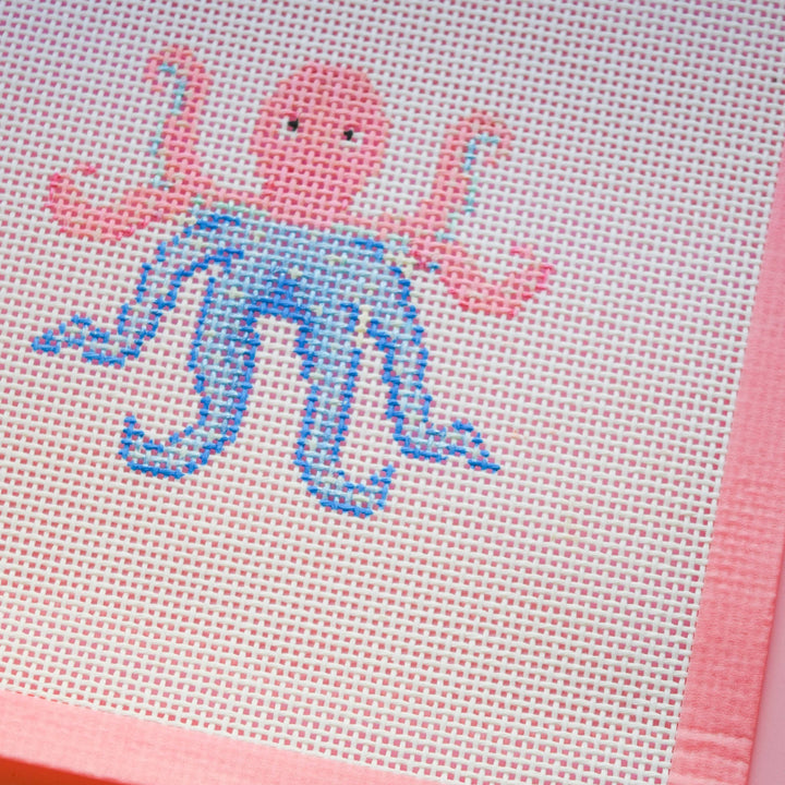 La Fete Needlepoint - Glitter Octopus Hand Painted Needlepoint Canvas - Pisgah Needleworks