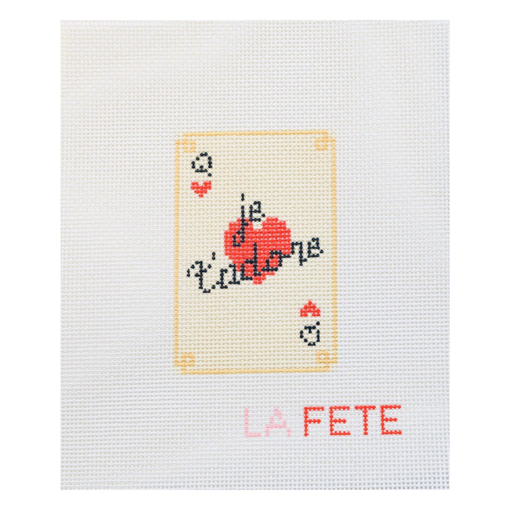 La Fete Needlepoint - Le T'adore Card Hand Painted Needlepoint Canvas - Pisgah Needleworks