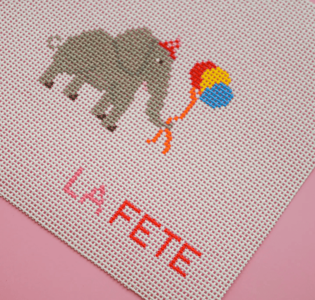 La Fete Needlepoint - Party Animals - Elephant Needlepoint Canvas - Pisgah Needleworks