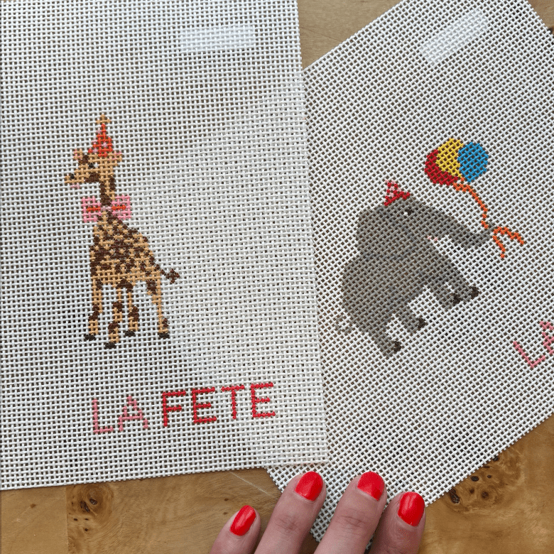 La Fete Needlepoint - Party Animals - Elephant Needlepoint Canvas - Pisgah Needleworks
