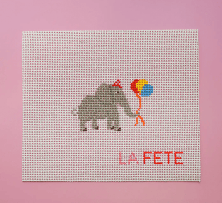 La Fete Needlepoint - Party Animals - Elephant Needlepoint Canvas - Pisgah Needleworks