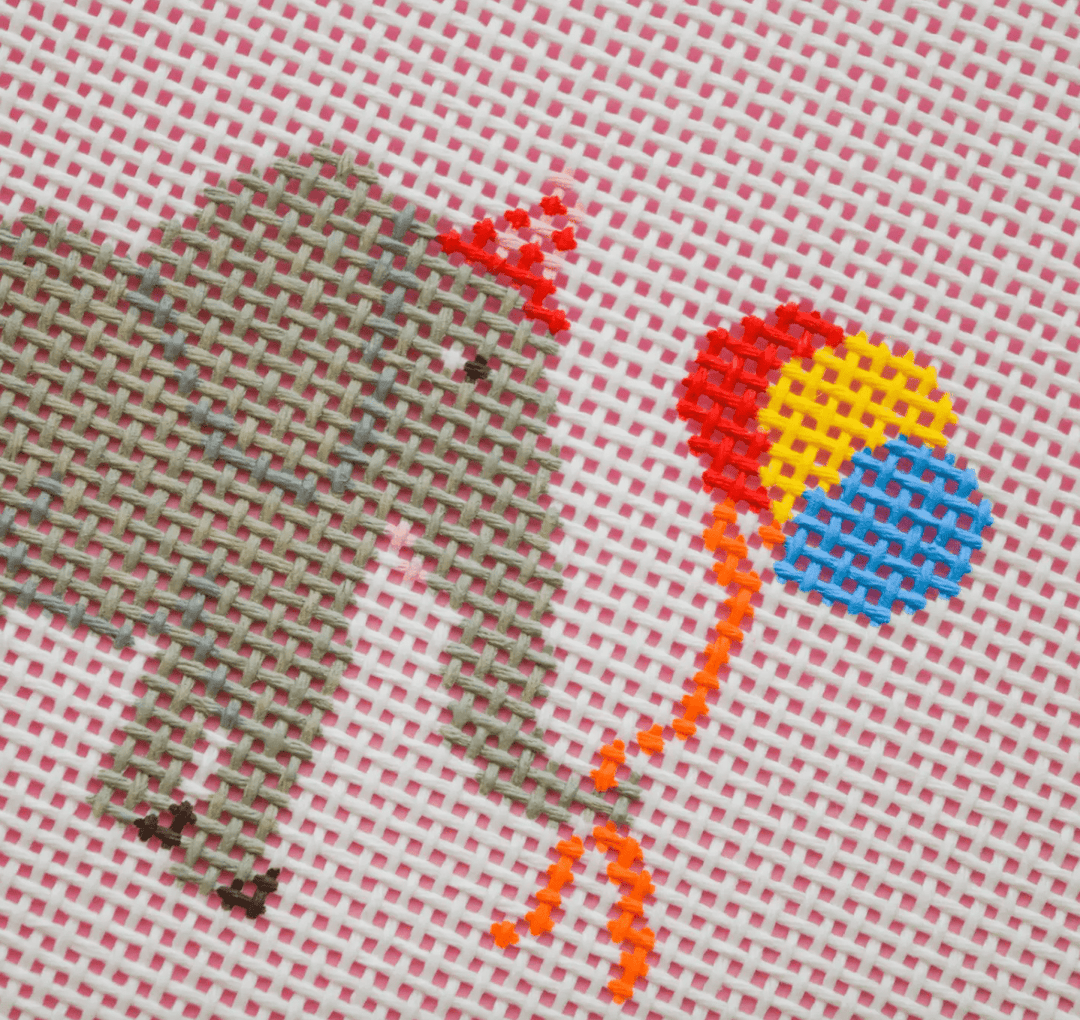 La Fete Needlepoint - Party Animals - Elephant Needlepoint Canvas - Pisgah Needleworks