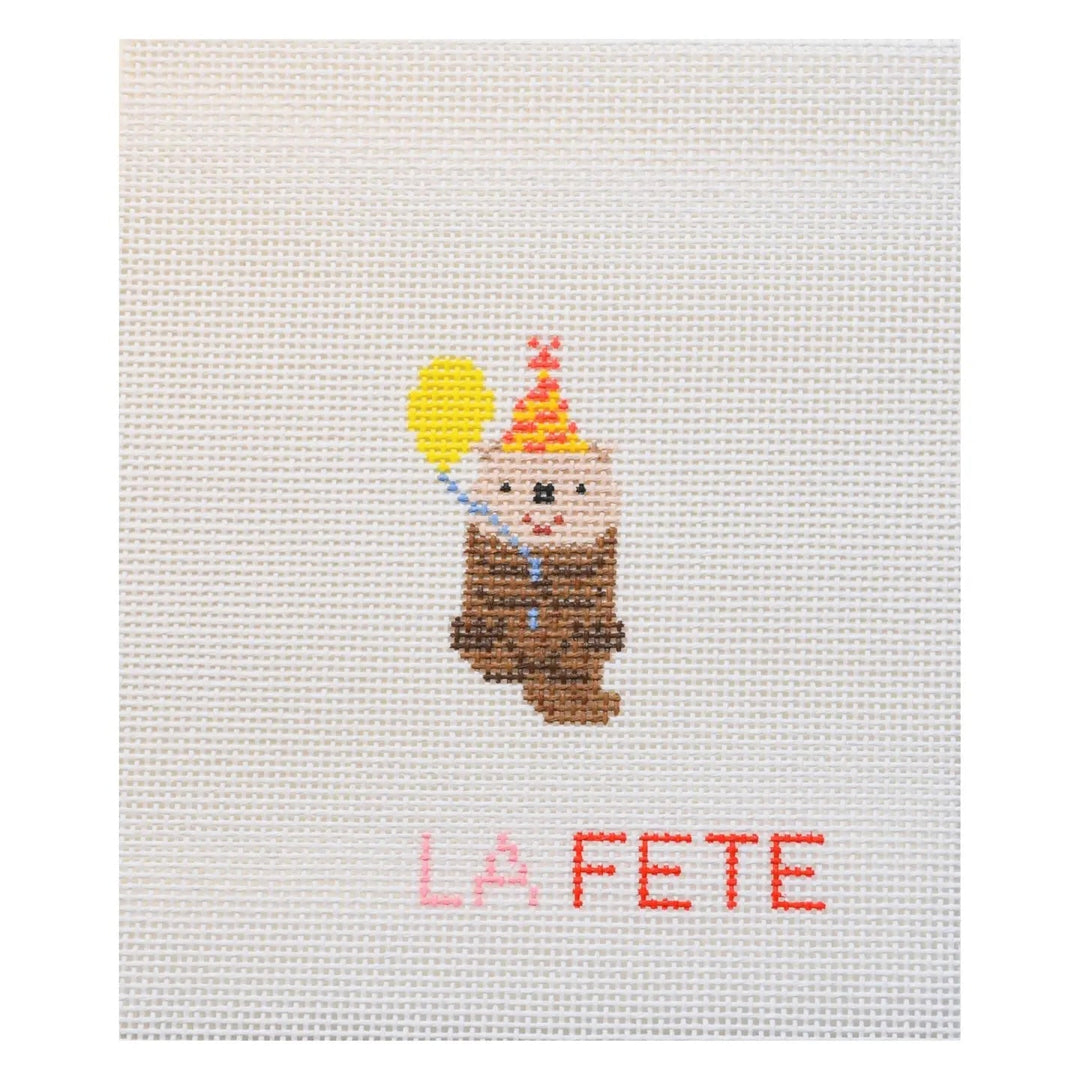 La Fete Needlepoint – Party Animals: Otter Hand - Painted Needlepoint Canvas | 13 Mesh - Pisgah Needleworks