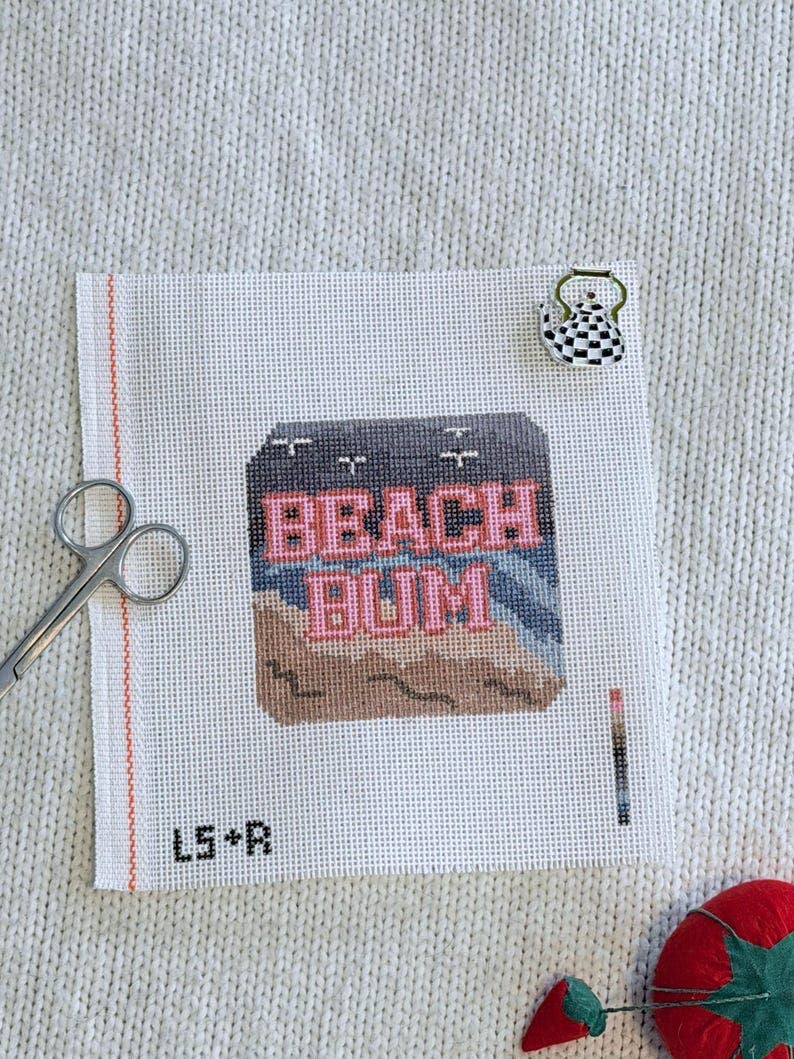 Lets Stitch Studio - Beach Bum Winter Scene Hand Painted Needlepoint Canvas - Pisgah Needleworks