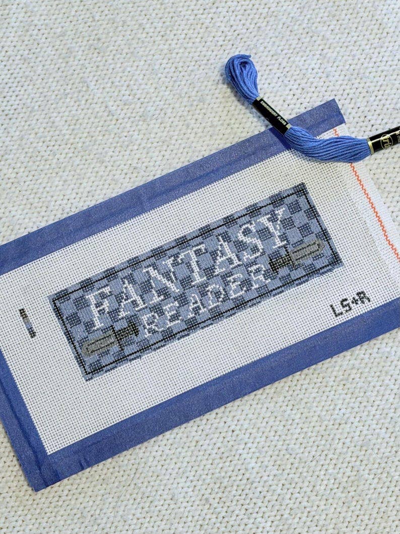 Lets Stitch Studio - Fantasy Reader HandPainted 18 Mesh Needlepoint Bookmark Canvas - Pisgah Needleworks