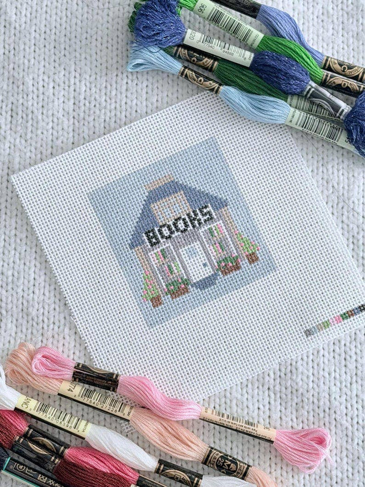 Lets Stitch Studio - Mini Bookshop 18 Mesh Canvas HandPainted Needlepoint - Pisgah Needleworks