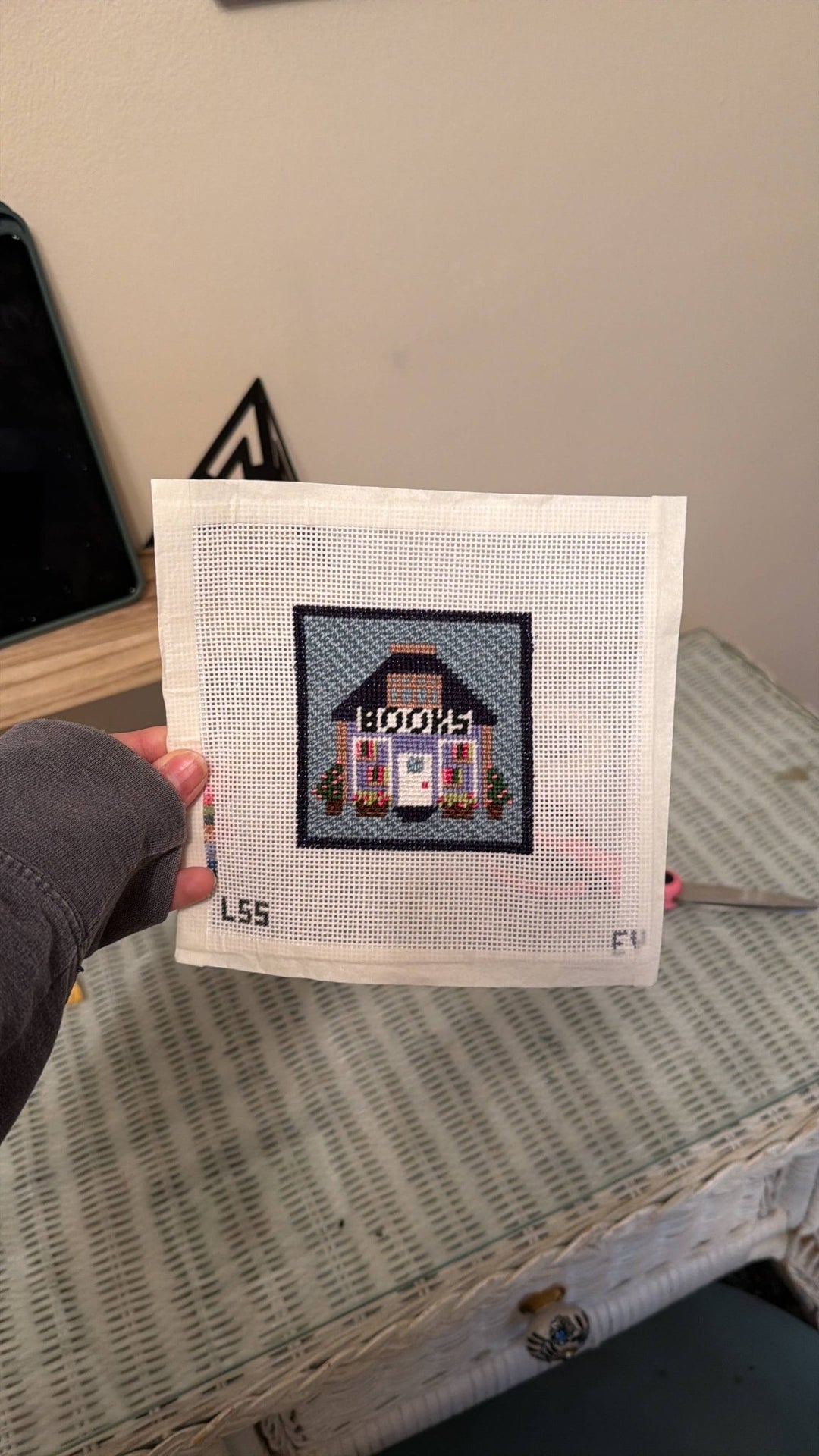 Lets Stitch Studio - Mini Bookshop 18 Mesh Canvas HandPainted Needlepoint - Pisgah Needleworks
