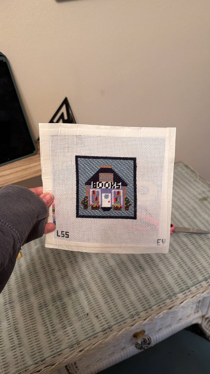 Lets Stitch Studio - Mini Bookshop 18 Mesh Canvas HandPainted Needlepoint - Pisgah Needleworks