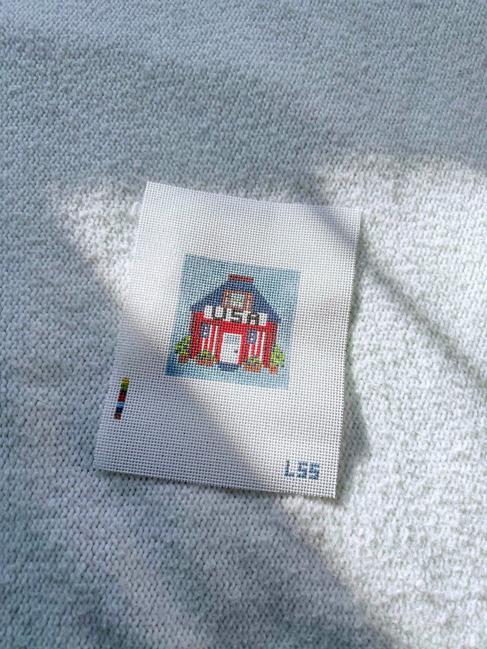 Lets Stitch Studio - Mini USA House 18 Mesh Canvas HandPainted Needlepoint - Pisgah Needleworks