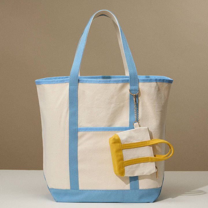 Lilla Haven - Ecofriendly Basic Cotton Canvas Everywhere Carry Tote Bag with Charm Holder: Light Blue / One size / 5DG78048 - Pisgah Needleworks