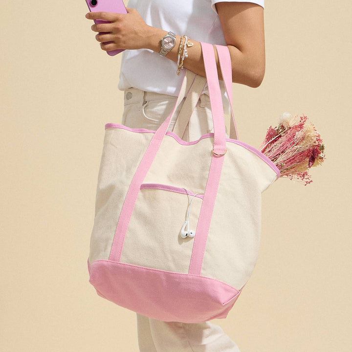 Lilla Haven - Ecofriendly Basic Cotton Canvas Everywhere Carry Tote Bag with Charm Holder: Navy / One size / 5DG78048 - Pisgah Needleworks